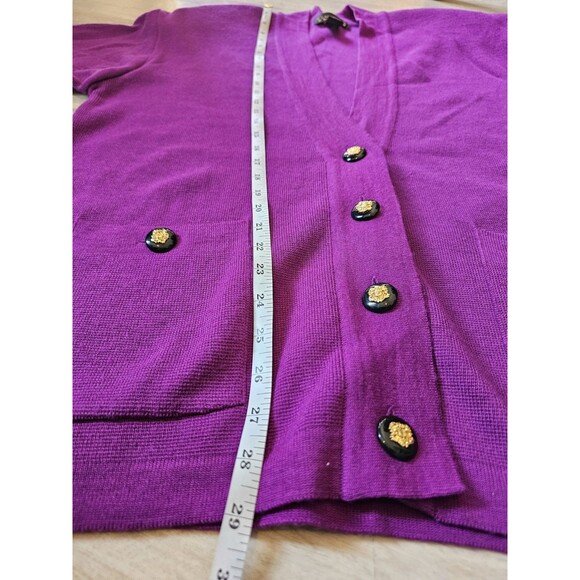 Classiques Entier Size M Womens Purple 100% Merino Wool Button Up Cardigan - Picture 5 of 7